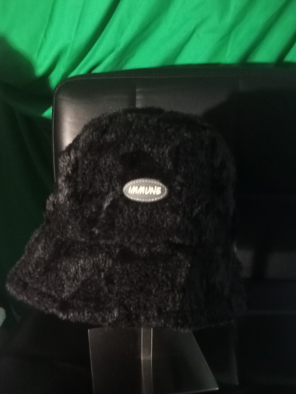 Black Faux Fur Bucket Hat
